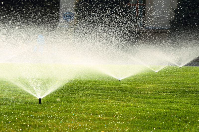 Lush Lawn with Sprinklers